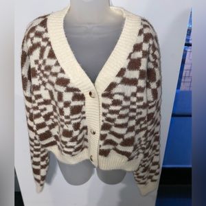 Cozy Cream and Brown Patterned Women's Sweater